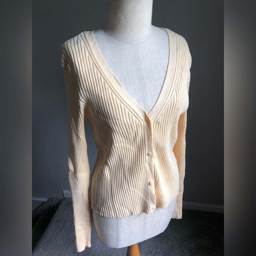 Pale Yellow Ribbed Cardigan